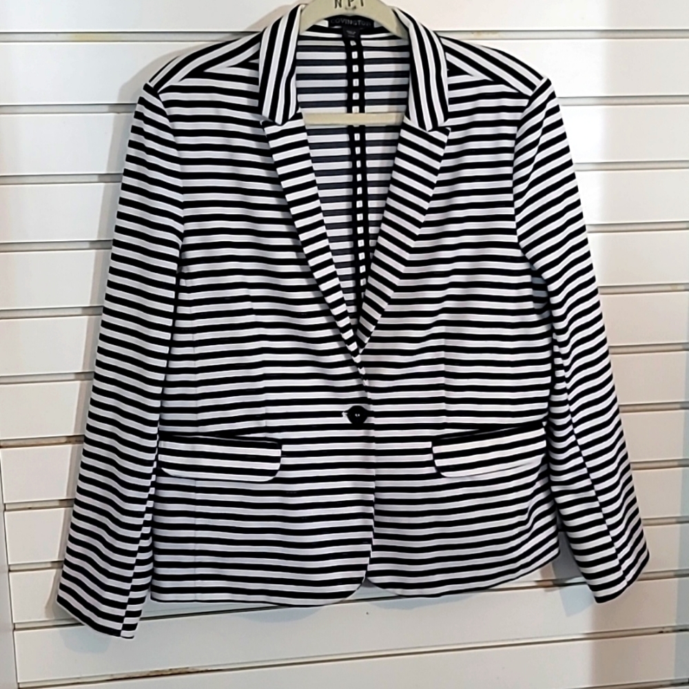Carrington Jersey Fabric  Blazer Blk/White